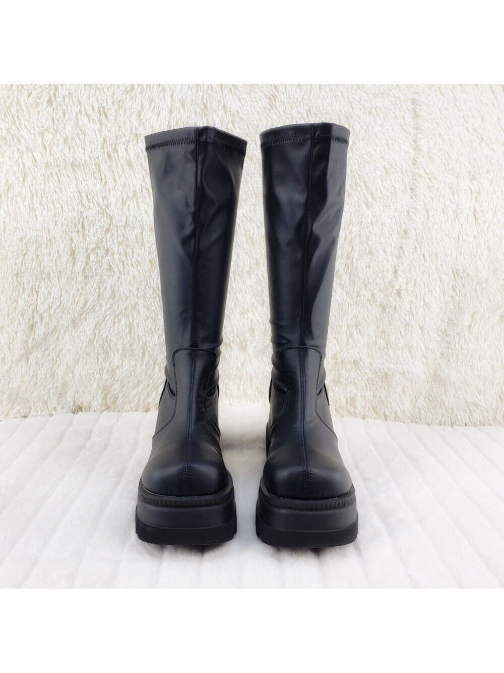 Goth Rave Platform Knee Boot Stretch Shaker 65 - Picture 9 of 10